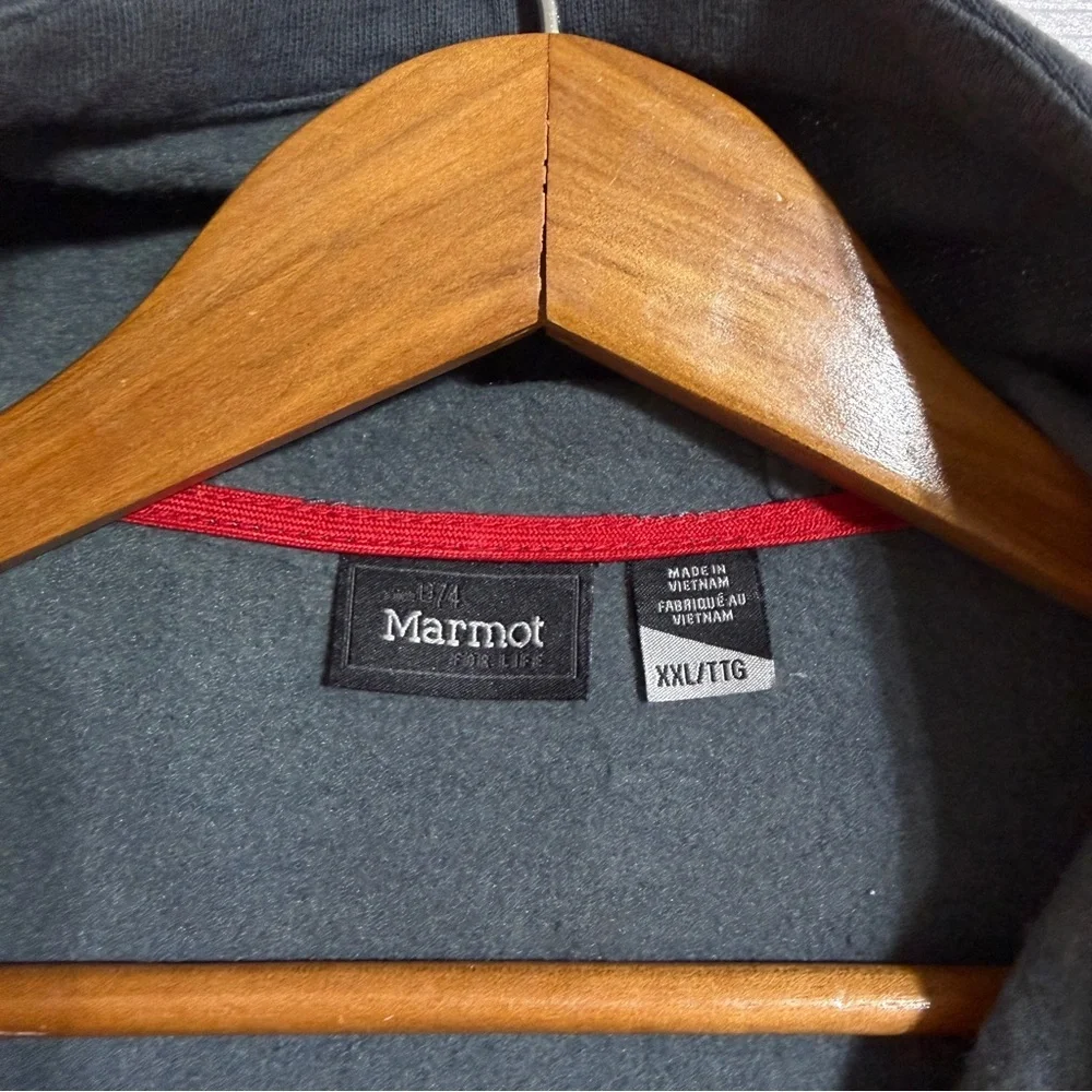 Marmot Men's flannel Plaid Hooded Shirt jacket Shacket Blue Red size XXL